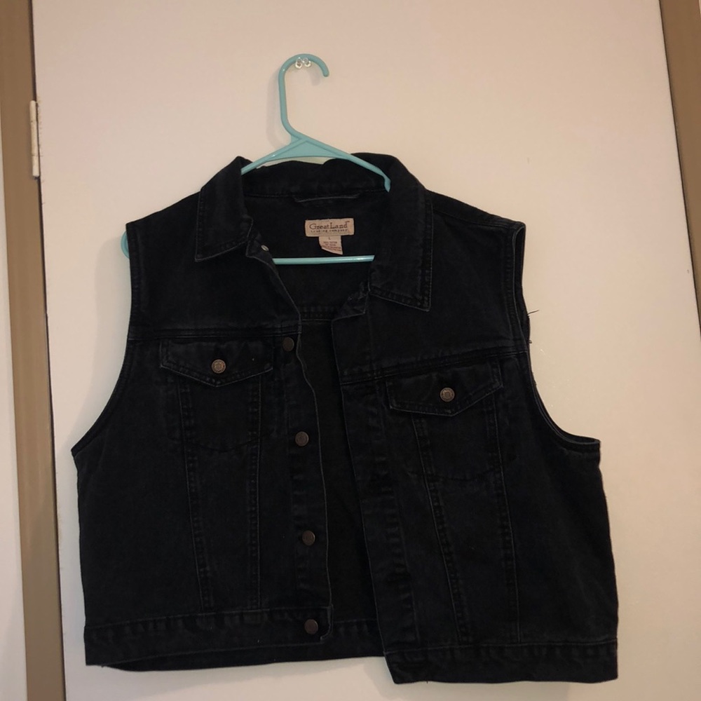 Black jean jacket vest